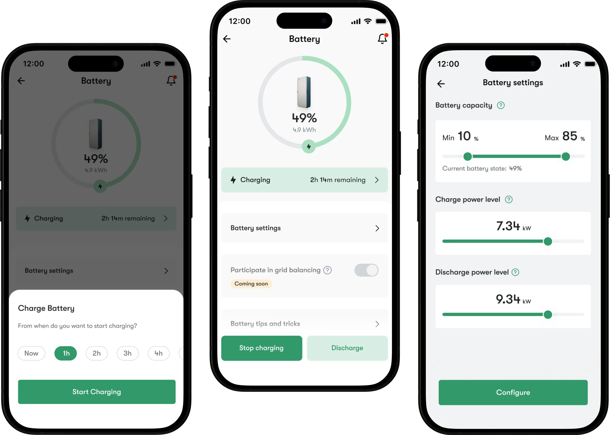 Selected state and label treatments for charging mode